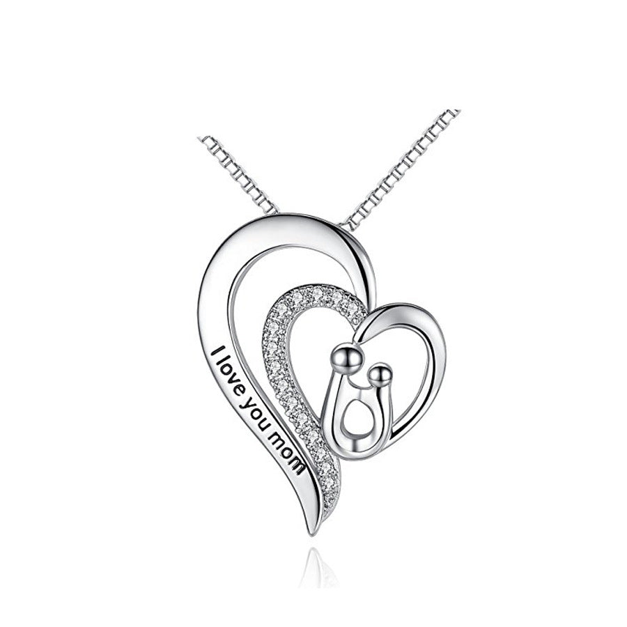 S925 Silver Minimalist Heart Necklace for Mother's Day